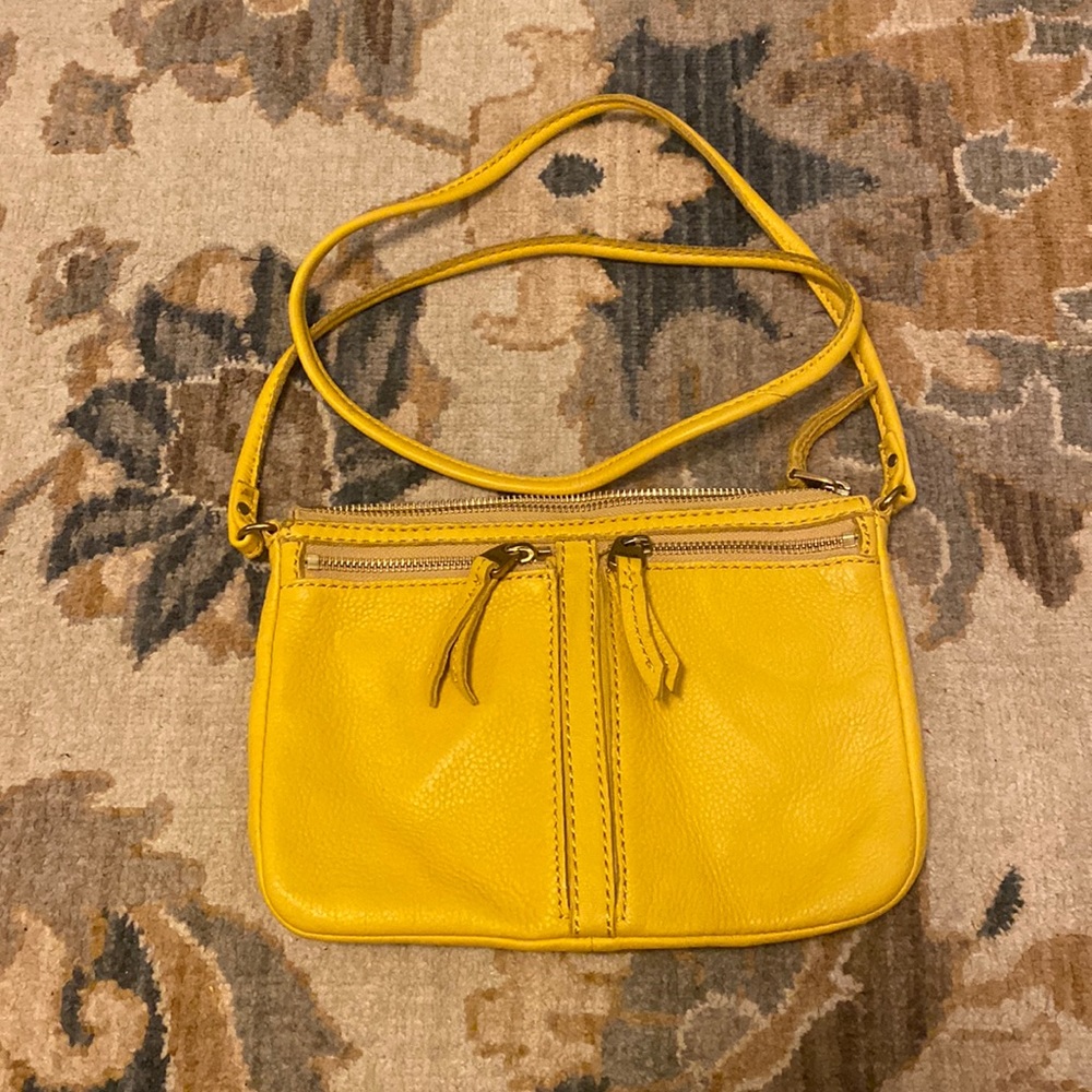 Small Yellow Leather Fossil Crossbody purse bag